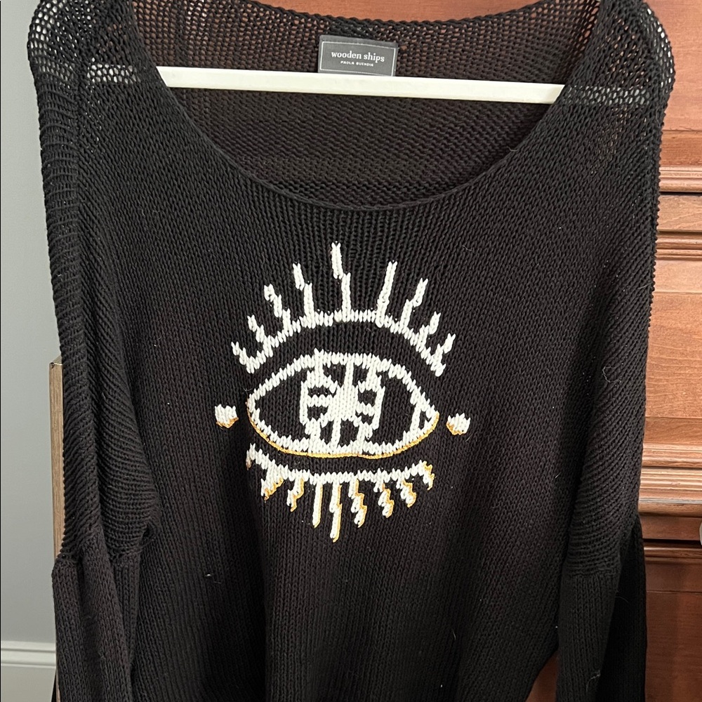 Wooden Ships Black Sweater with Eye Motif